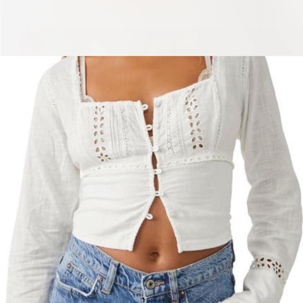 Free People White Eyelet Women's Top